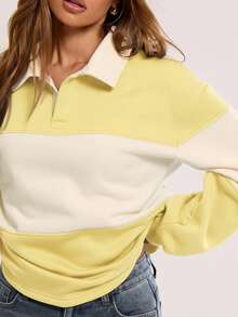 MUSERA Sudadera deportiva con cuello y rayas, parte superior casual para maestras en la vuelta al cole, otoño, invierno y primavera - Amarillo - View 5