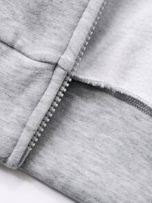 DAZY Women's Contrast Color Patchwork Loose Open Front Hooded Fleece Sweatshirt, Casual City Style Jacket,Winter Hoodies - Grey - View 6