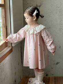 DAZY 女嬰圓領荷葉邊飾全印花舒適居家服幼兒 - 淺粉色 - 查看 4