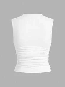 Siren Gaze Casual Solid Color Ruched Camisole, Summer 3 Day Delivery Winter - Multicolor - View 5