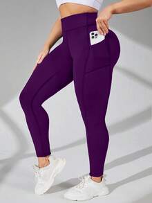 Auralis Quần bó cạp cao cỡ lớn có túi - Bold Plum - Xem 1