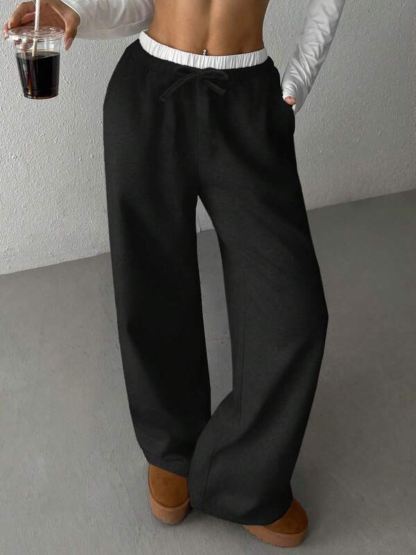 Tween Girls' Solid Color Straight Leg Casual Knit Pants