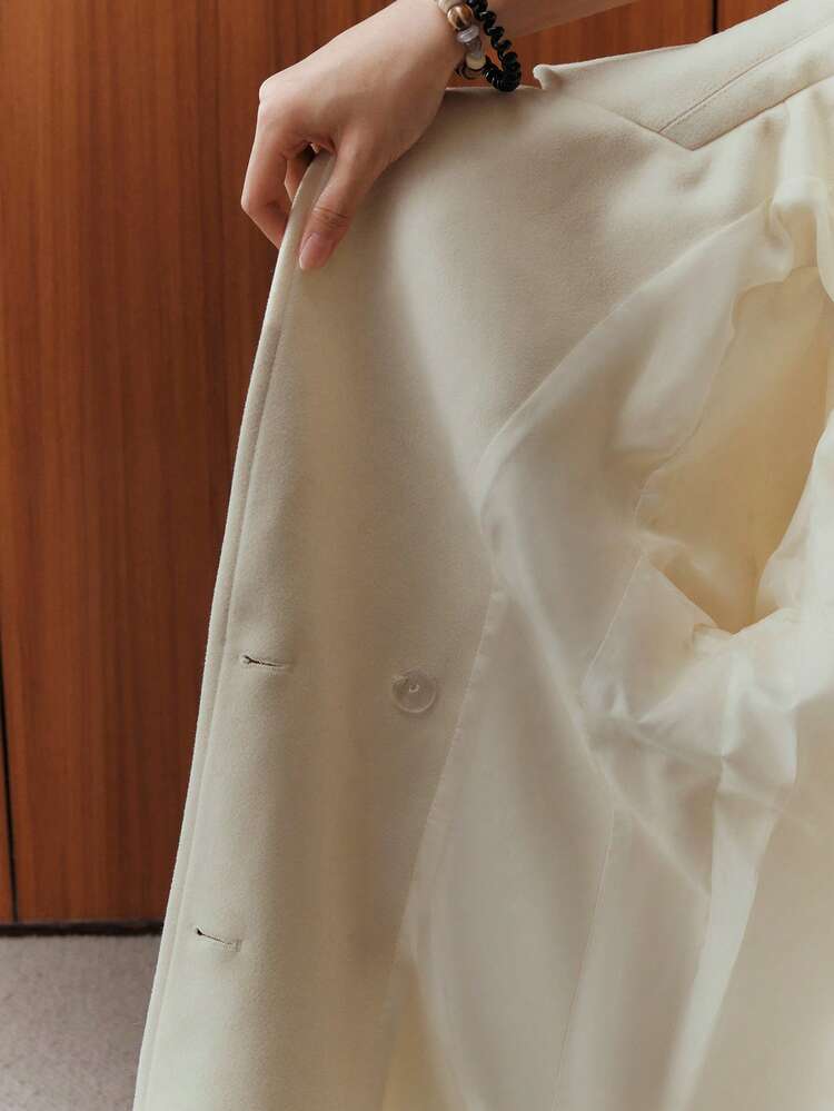 Chaqueta de mujer con cuello en V, mangas abullonadas, cintura ceñida y diseño hueco de rosa floral elegante y romántico, adecuada para otoño, invierno, salidas, eventos elegantes, formales, fiestas, estilo chic, Año Nuevo, abrigo de invierno para mujer, Navidad, trabajo, graduación