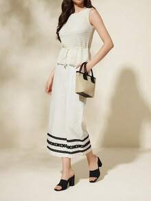 Sandalias de mujer con banda única acanalada y tacón grueso para verano, graduación, baile de graduación, vacaciones, rebajas de verano, regreso a la escuela, estudiantes universitarias, Navidad, otoño, Año Nuevo y vacaciones - Negro - Ver 8