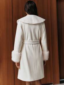 Anewsta 女士手工镶钻外套，适合秋季、冬季、外出、优雅、时尚、正式、圣诞节等场合，尽显奢华气质。 - 米色 - 查看 2