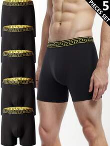 EverLounge 5pcs/Set Men's Comfortable Casual Black Boxer Briefs - Multicolor - View 1