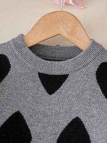 Genkimix Kids Young Girl Heart Pattern Jacquard Knit Sweater & Black Pants 2-Piece Set, Autumn/Winter Girls Sweater Sets Winter Young Girls Sets Girls Spring And Autumn Suit 2pcs Set Young Girls Cute Vintage Style Girl Knit Set Girls Sweater Sets Two Pieces Set Winter Young Girls Sets Girls Ribbed Set Girl Knit Set Girls Sweater Sets Girls Suit Set Girls Spring And Autumn Suit Long Sleeve Set Girl Warm Sets Two Pieces Winter Outfits For Young Girls' Trouser Suit Two Pieces Pants Set Girls Fall Outfit Girls Casual Wear Girl S Spring And Autumn Suit - Light Grey - View 3
