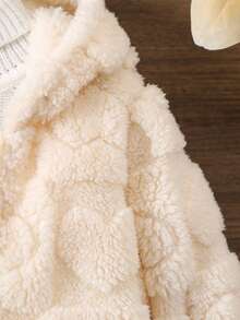 Baby Girls Casual Solid Color Cute Fluffy Hooded Jacket,In Fall/Winter - Apricot - View 3