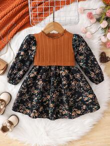 Emery Rose Kids Emery Rose Kids LUNE 碎花灯笼袖荷叶边下摆连衣裙 法式碎花 仙女裙 田园风 秋冬 - 卡其色 - 查看 2