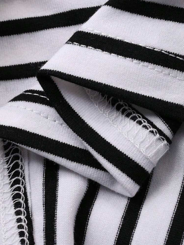 Women's Summer Short Sleeve Striped Asymmetrical Shoulder Casual T-Shirt Long Sleeve Top Off The Shoulder