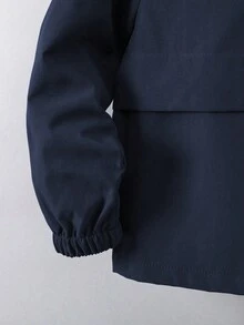 SHEIN 2件套幼儿男童纯色连帽拉链长袖上衣和裤子套装 - 藏蓝色 - 查看 5