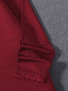 Sparklyn 青少年男孩字母图案 T 恤，休闲街头服饰，字母印花设计，经典款式，柔软材质 - 酒紅色 - 查看 3