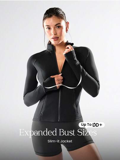 GLOWMODE FeatherFit™ For DD+ Slim-It Streamline Performance Secure Pockets Zip Up Long Sleeve Jacket Low Impact Yoga Daily Fall