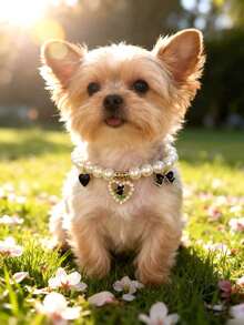 1 件装宠物珍珠玫瑰心形项圈可调节颈围猫项圈狗项圈宠物配件宠物用品 - 彩色 - 查看 18