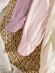 SHEIN 4 peças/pacote de leggings para bebês recém-nascidos, cor sólida, branca, rosa, preta e cinza - tecido de malha canelada macio e elástico, ajuste confortável, adequado para todas as estações, fofo e simples, fácil de usar, alto desempenho de custo, adequado para casa, passeios, férias, uso diário, 0-3 meses, primavera/verão, lançamento, conjunto de roupas para bebês meninas - Multicolorido - Ver 6