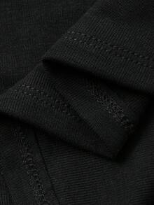 Dazy Plus 大码女式弹力修身圆领短款系带设计长袖T恤