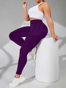 Auralis Quần bó cạp cao cỡ lớn có túi - Bold Plum - Xem 4