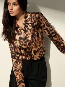 Aveloria Modichic Women's Leopard Print Long Sleeve Single-Breasted Casual Shirt - Multicolor - View 2