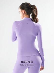 GLOWMODE FeatherFit™ For DD+ Slim-It Streamline Performance Secure Pockets Zip Up Long Sleeve Jacket Low Impact Yoga Pilates Daily Fall - Lilac Purple - View 3