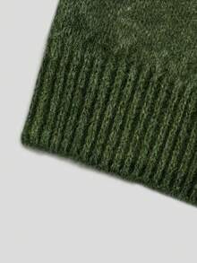 GlowEve Women's Solid Color Round Neck Casual Loose Knitted Vest, Autumn/Winter - Army Green - View 3