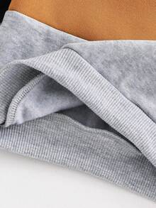 SHEIN 6 件套男婴/女婴可爱撞色拼布纯色长袖运动衫和针织慢跑裤两件套服装，适合秋冬季外出 - 彩色 - 查看 5