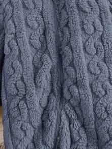 Cozy Pixies 男婴3D立体耳朵纯色珊瑚绒长袖连体衣 - 藍色 - 查看 6