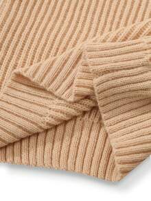 GlowEve Fashionable Minimalist Cold Shoulder Fitted Short Solid Color Sweater, Soft & Cozy, Skin-Friendly, Comfortable Daily Versatile Women's Wear For Spring/Autumn - Khaki - View 7