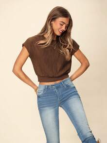 SHEIN LUNE 短袖t恤 - 咖啡棕 - 查看 5