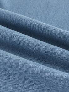 GlowEve 女式纽扣前磨边休闲喇叭牛仔裤 - 藍色 - 查看 3