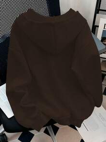 GlowEve Women's Solid Color Round Neck Casual Versatile Long Sleeve Pullover Sweatshirt - Coffee Brown - View 2