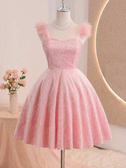 Glamorique Kids 女童闪亮亮片连衣裙，蓬松假日装扮，大码少女奢华冬季连衣裙亮片公主裙/圣诞派对连衣裙优雅少女