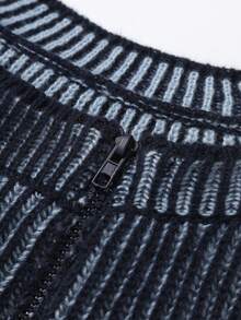 Manfinity Hypemode 男士纯色拉链圆领休闲百搭针织背心 男士短款背心 蓝色背心 男士无袖服装 - 藍色 - 查看 4