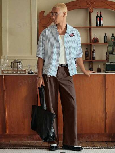 SWAVVY Quần âu túi xéo kẻ sọc thường ngày dành cho nam