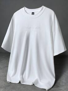 Manfinity Hypemode Men's Embroidered Oversized Pattern Patchwork Short-Sleeved Loose T-Shirt,Goth ,Graphic T Shirt,Streetwear Street Wear - White - View 3