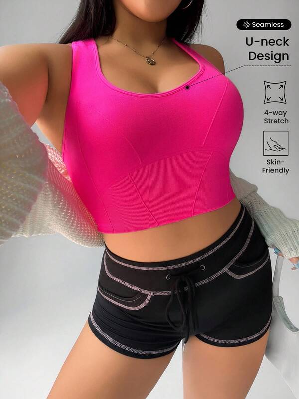 Rhythm Era Sujetador deportivo de unicolor para uso diario y fitness para mujeres de talla grande