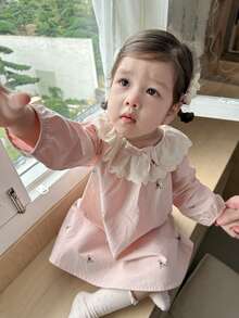 DAZY 女嬰圓領荷葉邊飾全印花舒適居家服幼兒 - 淺粉色 - 查看 3