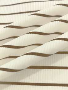 INAWLY 大码女式休闲浪漫复古条纹长袖T恤 - 黃色 - 查看 3