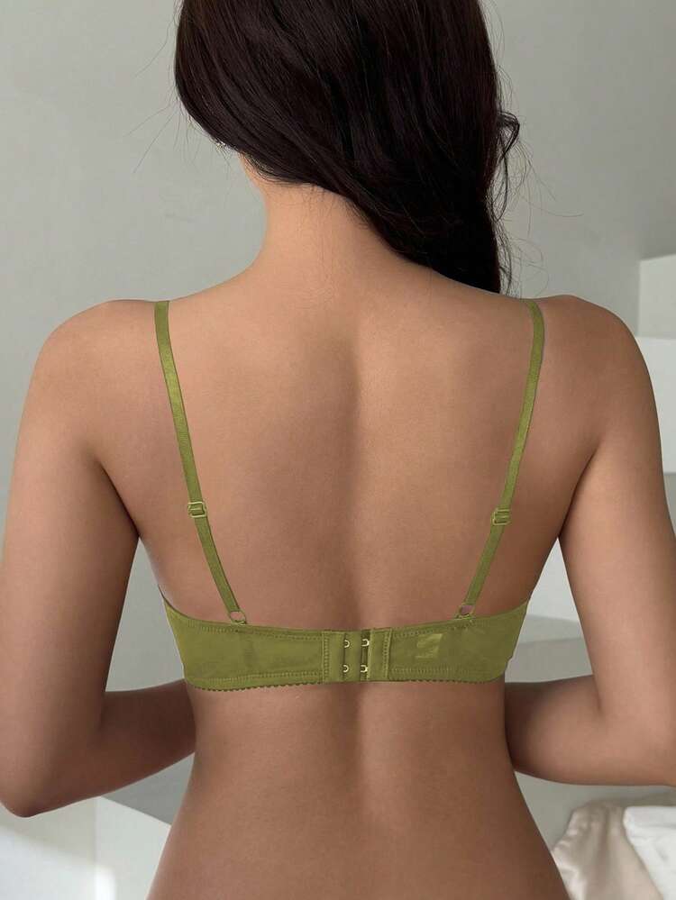 Adjustable Lace & Mesh Bra With Removable Pads, Sexy Women Lingerie