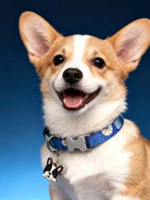 PETSIN 1 件宠物卡通印花项圈；可爱狗狗吊坠项圈；可调节尺寸项圈；骨头式带扣；宠物配件；宠物用品。