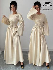 Siren Gaze Váy bó eo tối giản màu trơn dành cho nữ, mặc hàng ngày - Màu be - Xem 1