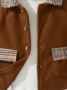 Souflis Souflis Nuevo abrigo elegante y vintage de estilo francés de color marrón con un solo botonadura, adecuado para salidas, escuela, reuniones y otras ocasiones, Otoño/Invierno 2025 - Marrón - Ver 6