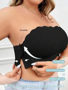 SHEIN Plus Size Solid Color Wireless Tube Top Bra - Black - View 6