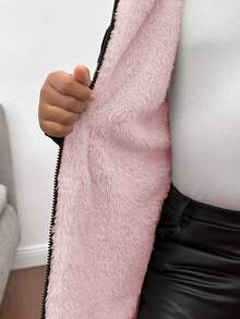 SHEIN 年轻女孩休闲连帽羊毛夹克，适合秋冬 - 黑色 - 查看 7