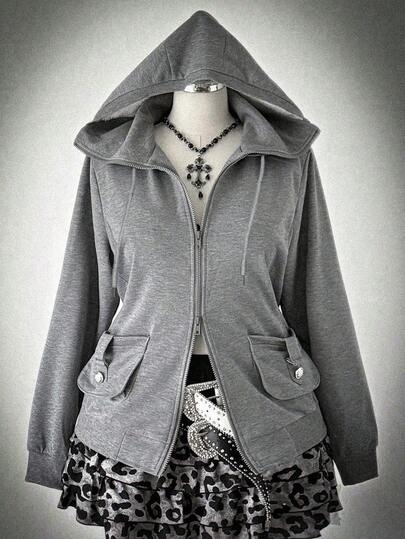 Sunspun 大码女式灰色针织休闲夹克