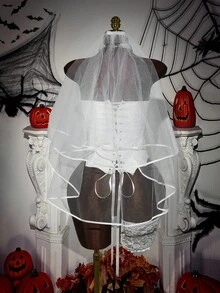Áo nịt ngực bó sát gợi cảm hình trái tim Amplova Halloween Corpse Bride Y2K cỡ lớn cho nữ, dùng cho tiệc Halloween - Màu be - Xem 2