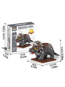 1500-PCS Jurassic - Era Dinosaur DIY 3D Assembly Creative And Educational Stress - Relieving Building Block Model Ornament – Velociraptor, Tyrannosaurus Rex And Cartoon Dinosaur; Indoor Home Decor; Ideal Festival Or Birthday Gift For Dinosaur Lovers - Multicolor - View 22