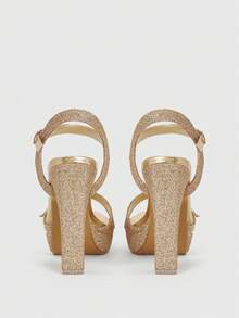 CUCCOO LuxiPop New European And American Hollow Thick Heel Fish Mouth Sexy Fashion Women's High Heel Sandals - Gold - View 6