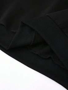 EMERY ROSE Damen Oversize Weihnachtsbaum Buchstaben Stickerei Rundhals Langarm Lässig Fleece Sweatshirt, Herbst/Winter - Schwarz - Übersicht 6