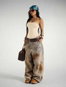 StreetHx Streetwear Women's Sleeveless Bodysuit, Summer - Apricot - View 4