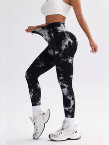 Velisys Velisys 扎染无缝高弹力运动紧身裤 Sport Studio 高腰无缝修身女式紧身裤 - 弹性柔软触感透气四向弹力紧身裤，适合跑步、骑行、瑜伽、泡菜球运动、休闲 - 彩色 - 查看 3
